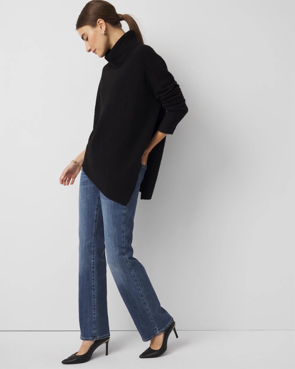 Asymmetrical Hem Turtleneck Sweater | White House Black Market